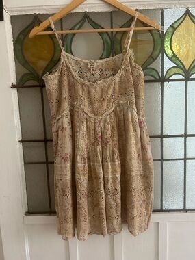 Magnolia Pearl Boho Eyelet & Floral top  in Cream with Pink Accents